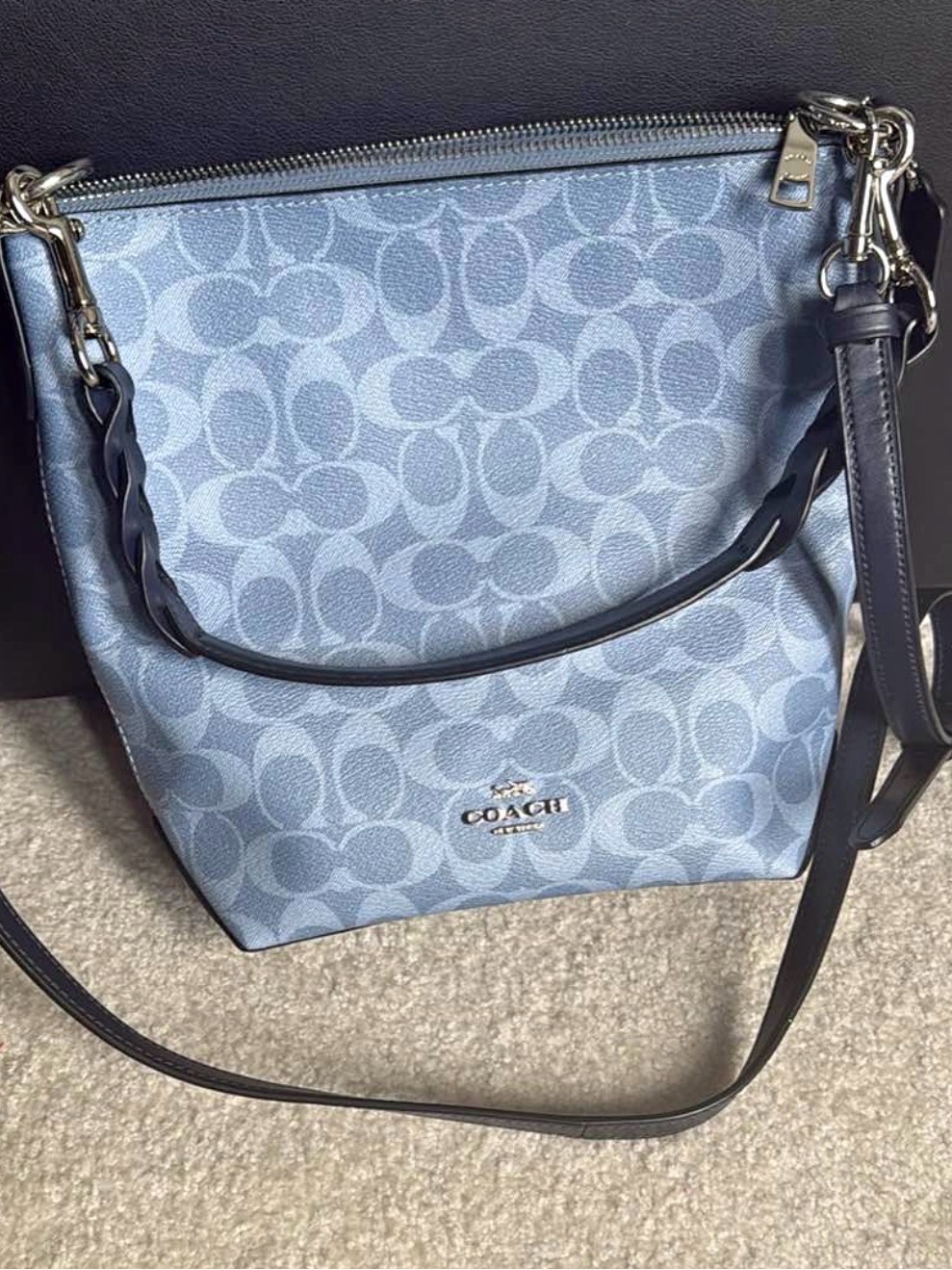 Coach Light Blue Signature C Logo Abby Duffel W/ Matching Wallet